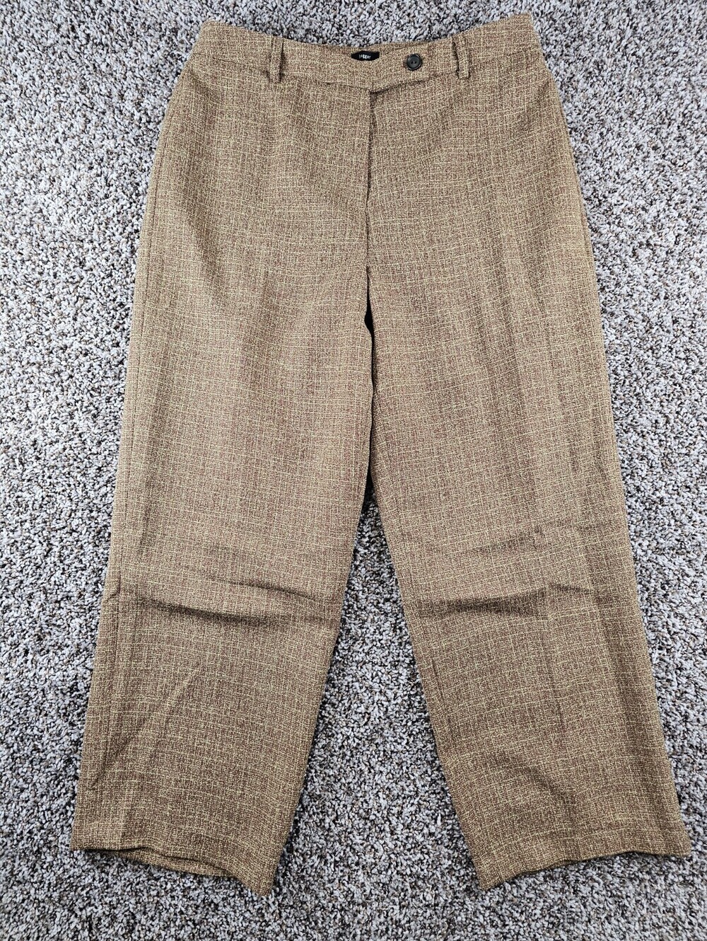 Haggar Womens Sz 14 Wide Leg Dress Pants Brown Beige Textured Mid Rise